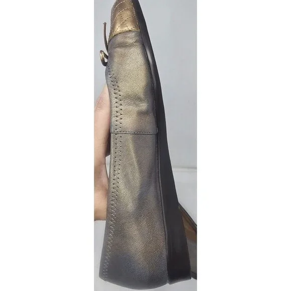 Aerosoles Beckon Metallic Blue & Gold Bow Leather Flats Women US 9.5M Cap Toe - Picture 5 of 16